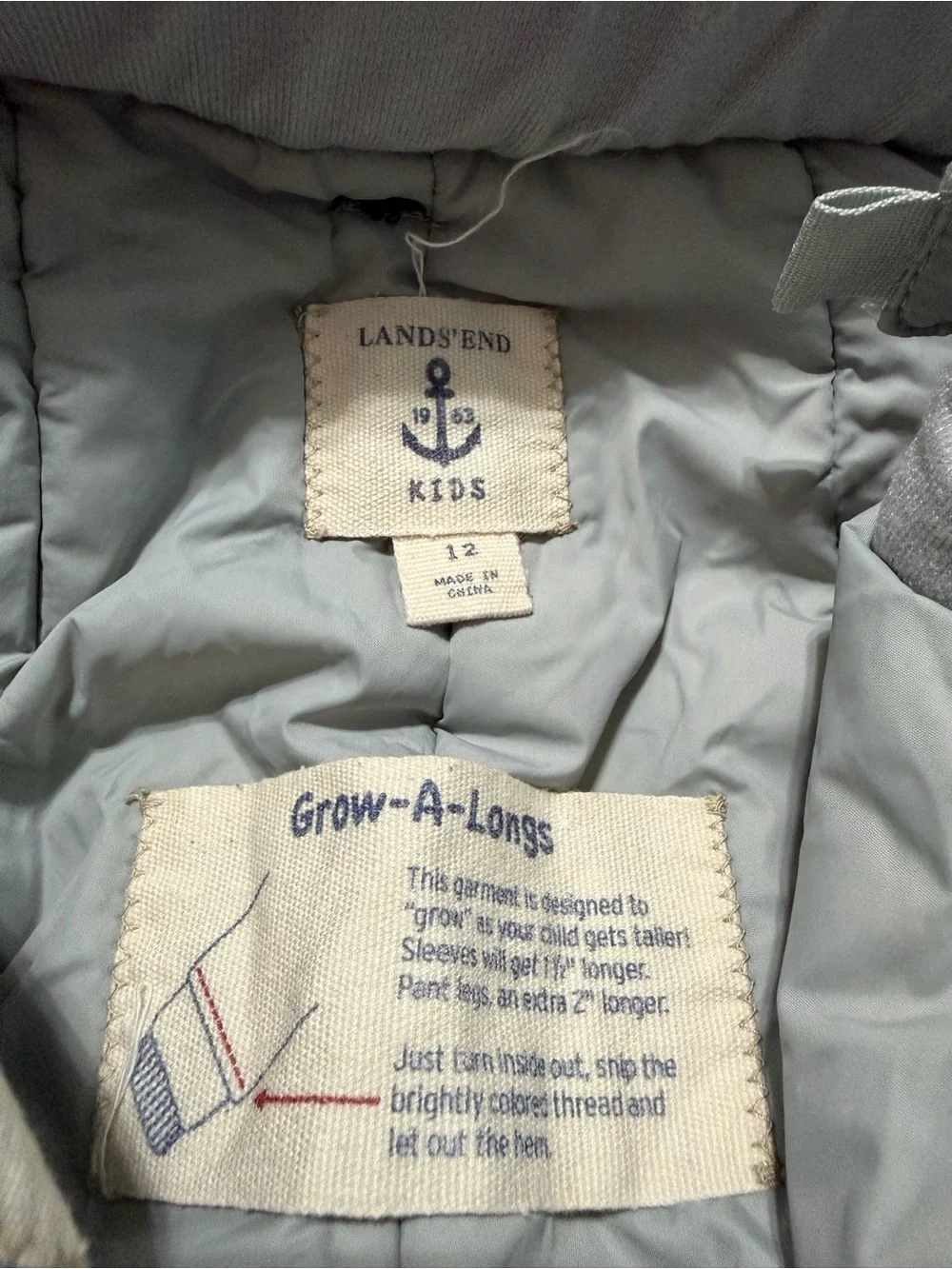 Lands' End Kids Grow-A-Longs Insulated Cargo Snow Pants | Black | Size 12